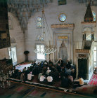 Sisli Mosque, constructed 1945-49, imam talking to the congregation, Istanbul, Turkey